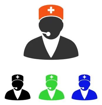 Medical Operator Flat Vector Icon Illustrazione stock