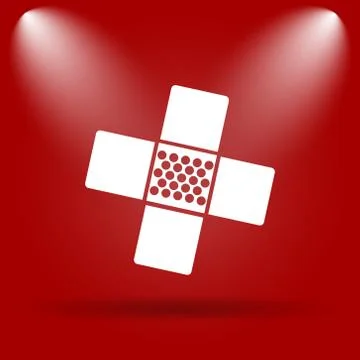 Medical patch icon. Flat icon on red background.. Ilustración de archivo