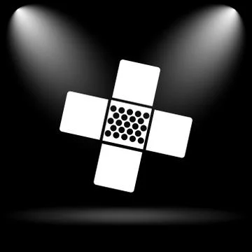 Medical patch icon. Internet button on black background.. Stock Illustration