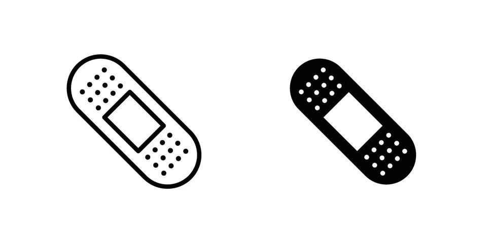 Medical patch icon vector concepts, line and silhouette style Ilustración de archivo