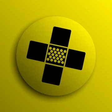 Medical patch icon. Yellow internet button.. Ilustración de archivo