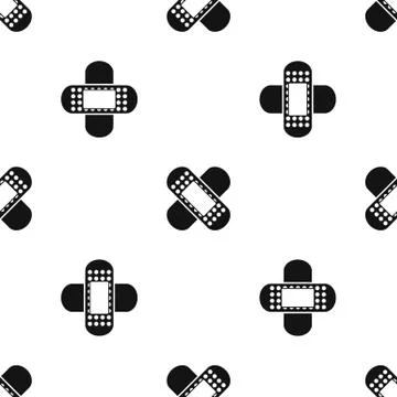 Medical patch pattern seamless black Illustrazione stock