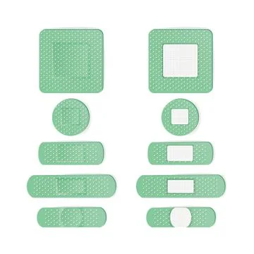 Medical Patch Vector. Bandage In Different Shape. Two Sides Stock Illustration