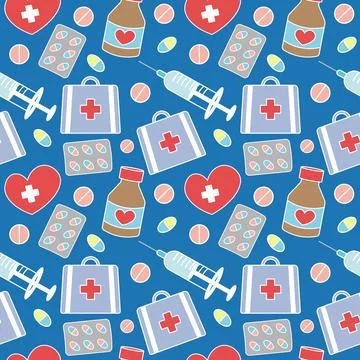 Medical pattern with color elements of treatment Stock Illustration