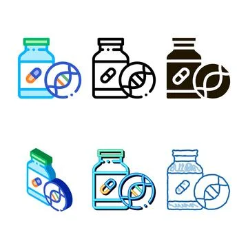 Medical pill set bottle biohacking icon vector Illustrazione stock