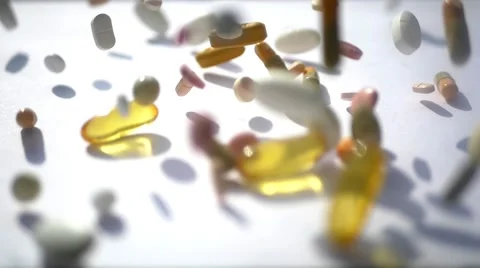 Medical Pills Falling Down 스톡 동영상 61284003