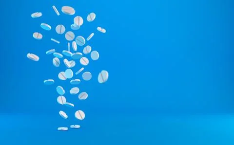 Medical pills falling down Stock Illustration