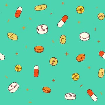 Medical pills seamless pattern Stock Illustration