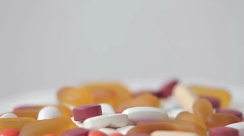 Medical pills on turn table Video stock 7747657