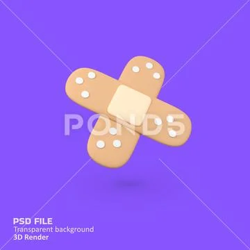 Medical Plaster isolated 3d render icon illustration Plantilla PSD