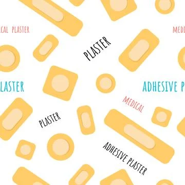 Medical Plasters, Seamless pattern. Flat vector illustration. Illustrazione stock