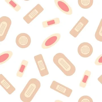 Medical plasters, seamless Pattern. Vector illustration. Stock Illustration