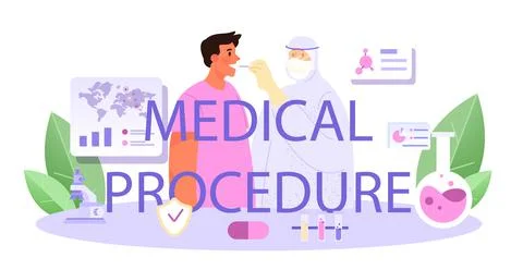 Medical procedure typographic header. Virologist studies viruses Stock Illustration