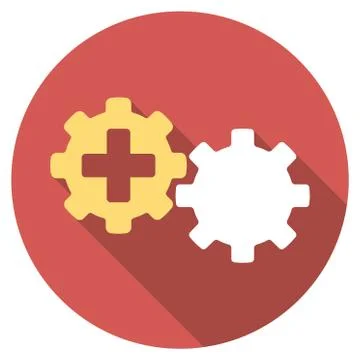 Medical Process Flat Round Icon with Long Shadow Stock Illustration