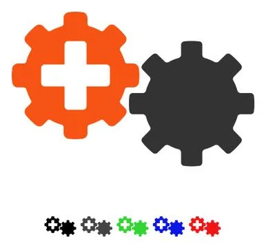 Medical Process Gears Flat Icon Stock Illustration