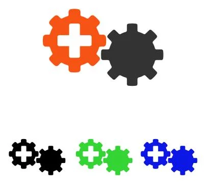 Medical Process Gears Flat Vector Icon Illustrazione stock