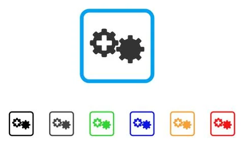 Medical Process Gears Framed Vector Icon Stock Illustration