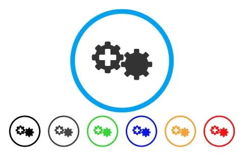Medical Process Gears Rounded Vector Icon Stock Illustration
