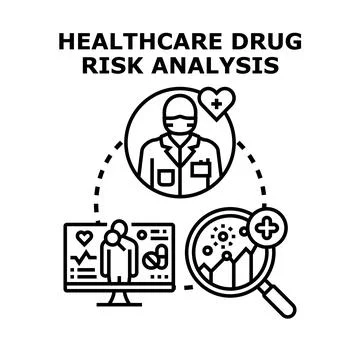Medical professional analyzing drug risks and patient data Stock Illustration