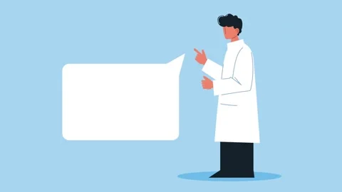 Medical professional explaining information using blank speech bubble on bl.. Video stock 338365668