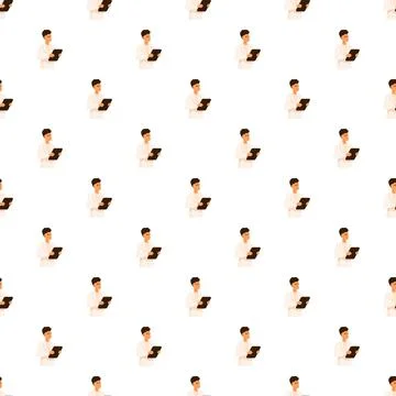 Medical professional with tablet seamless pattern background Stockillustratie
