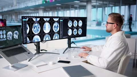 Medical Professional Using A Computer Stock Footage 328391029