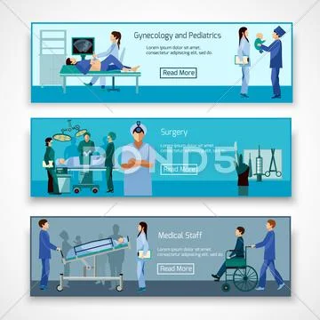 Medical professionals at work banners set Stock Illustration