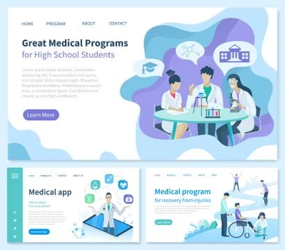 Medical Program for Recovery, Set of Websites Stock Illustration