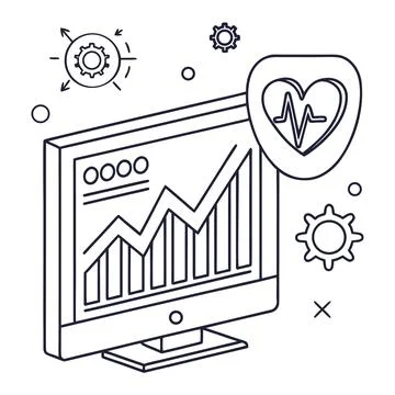 Medical Pulse Heart Data Analytics Vector Icon Stock Illustration