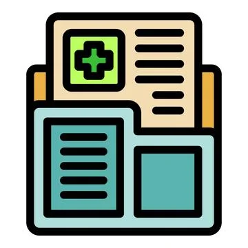Medical record file folder storing patient information with cross symbol Illustrazione stock