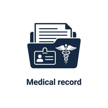 Medical record folder icon with patient ID badge and Caduceus symbol, repre.. Stock-Illustration