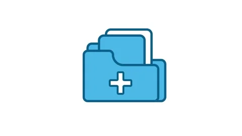 Medical record folder icon with plus symbol animation Stock Footage 337564980