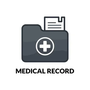 Medical record folder icon with white cross symbol and text on isolated whi.. Stock Illustration