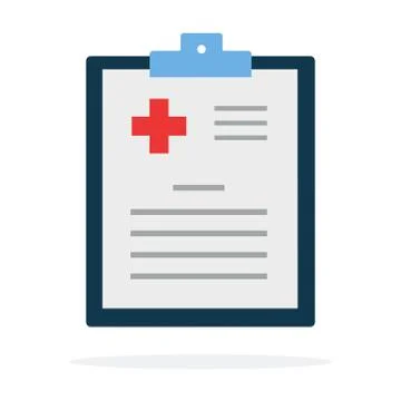 Medical records vector flat material design isolated object on white background. Stock Illustration