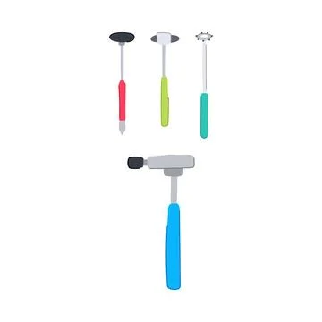 Medical reflex hammer instruments examining neurologic health Stock Illustration
