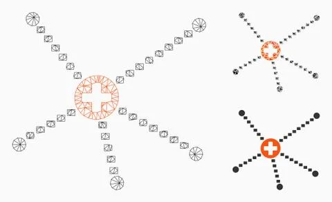 Medical Relations Vector Mesh Network Model and Triangle Mosaic Icon Stock Illustration