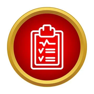 Medical report document checklist on red button icon Illustrazione stock