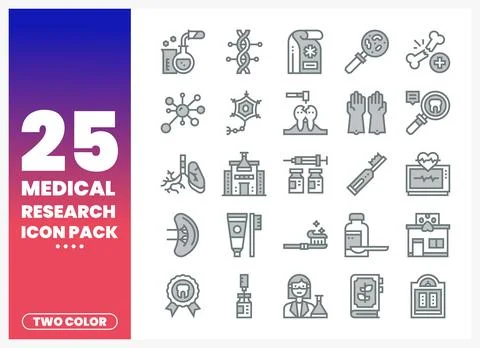 Medical research icon pack with elements for scientific discovery. Vector s.. 库存插图