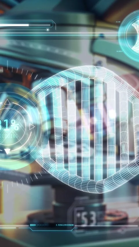 Medical research in infographics with DNA decoding. Video stock 326020471