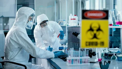 Medical Research Laboratory Scientists Developing Covid Vaccine Video stock 140181643