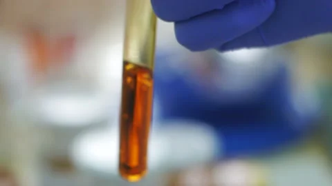 Medical research lLaboratory sample in a test tube held by hands Stock Footage 133090509