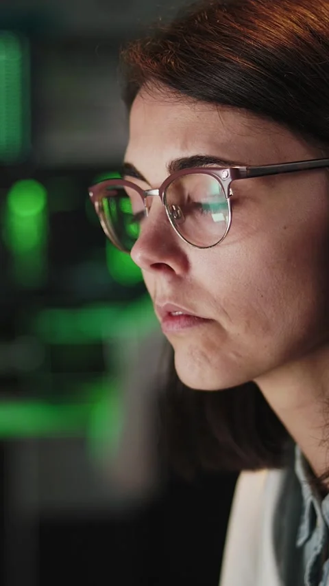 Medical researcher analyzing data on computer monitors in laboratory Stock Footage 316792620
