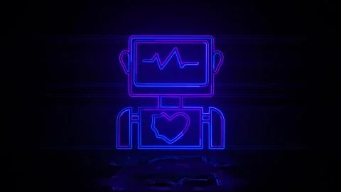 Medical robot artificial intelligence in neon effect mp4 video Stock Illustration