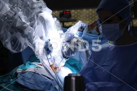 Medical Robot. Medical Operation Involving Robot. Robotic Surgery.