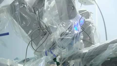 A medical robot performs a laparoscopic operation. Stock Footage 152364595