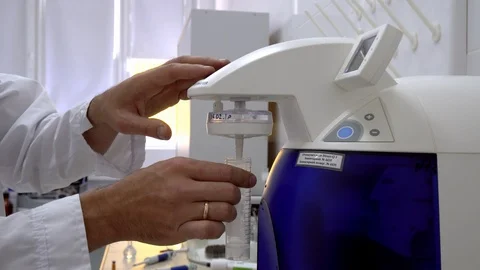 Medical sample on the hand close up Stock Footage 121048304