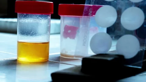 Medical sample jars in a Cameroon field hospital laboratory Stock Footage 333222718