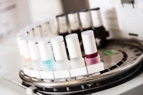 Medical samples in tissue stainer Stock Photos