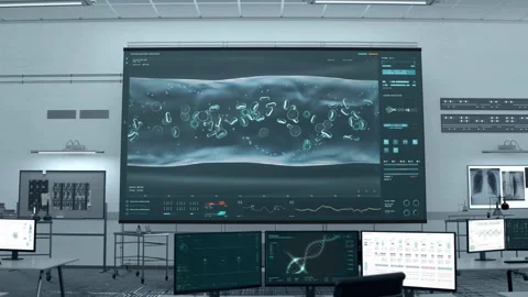 Medical scanner is analyzing the patients hand for possible illnesses bacteria Stock Footage 242202285
