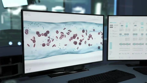 Medical scanner software identifies the Second Blood Type in a sick person Stock Footage 278234249